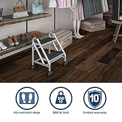 Cosco 2-Step Rolling Step Ladder, Grey