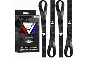 Soft Loop Motorcycle Tie Down Straps (4 Pack) 1.6" x 17" - Tie Down Straps w/ 10,000lb Break Strength, Use w/Ratchet Strap Hooks for Motorcycle, ATV & Dirt Bike by Straight Jacket Crew (Black Camo)