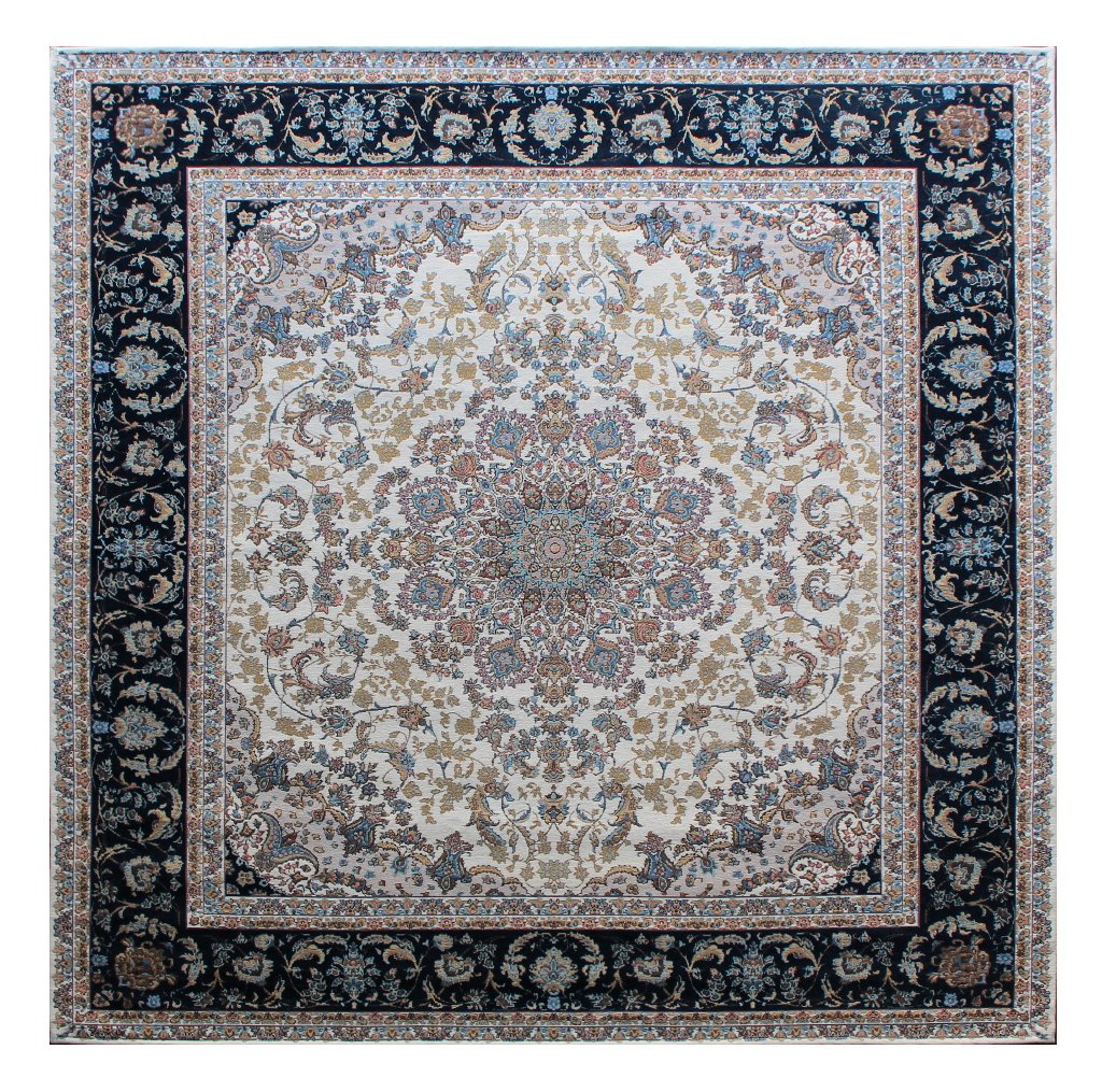 Masada Rugs, Traditional Floral Square Area Rug, Non Slip Backing