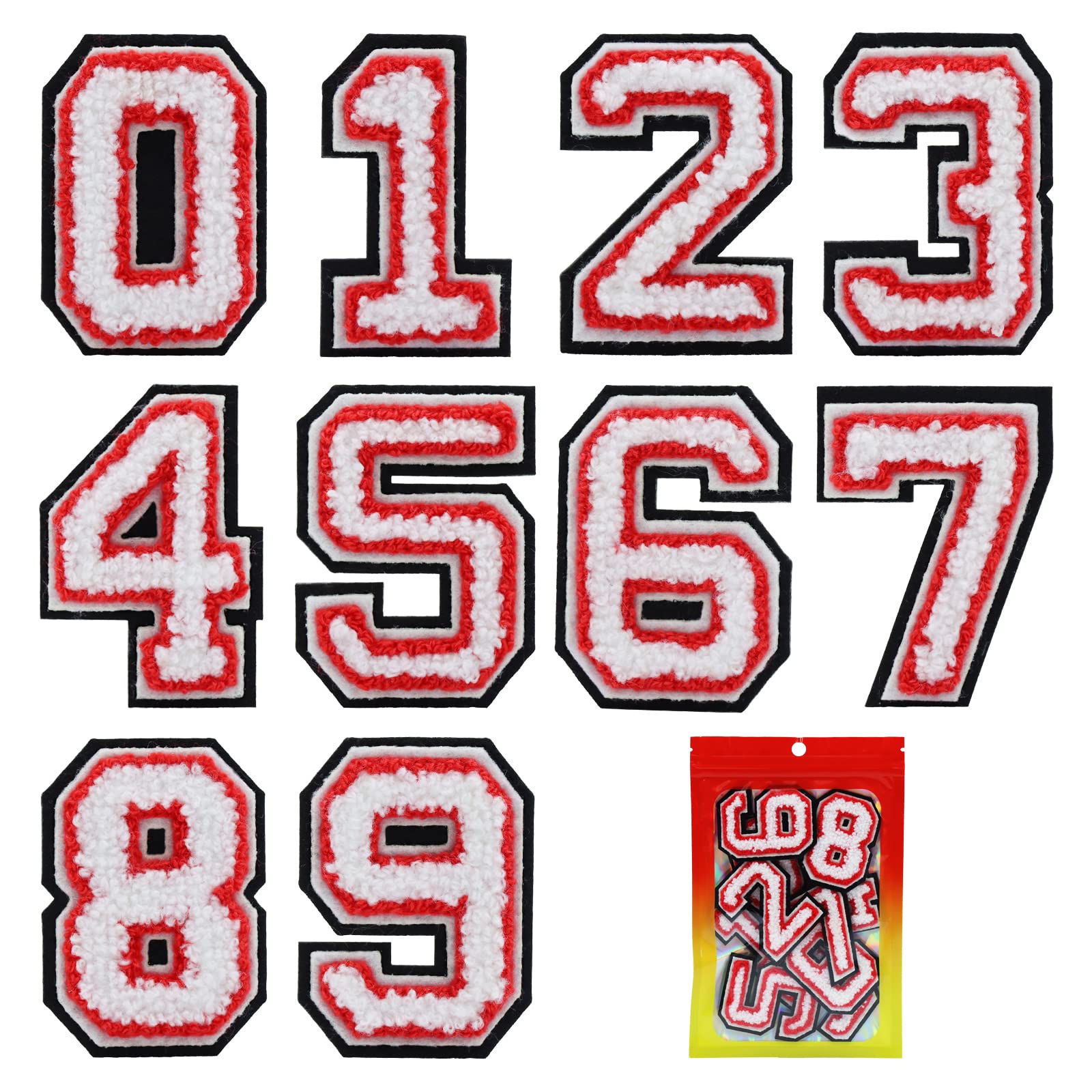 Number Chenille Patches for Backpacks Iron on, 10