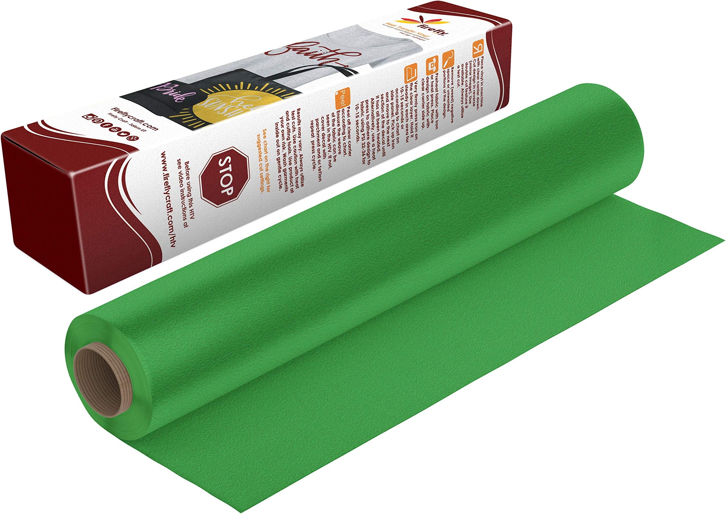 Firefly Craft Flocked Green Heat Transfer Vinyl - Patterned HTV Vinyl for Cricut - Heat Press Vinyl for Shirt Transfers - Iron On Fabric Sheets - 3 Pieces, 12" X 20" (5 Feet) Each