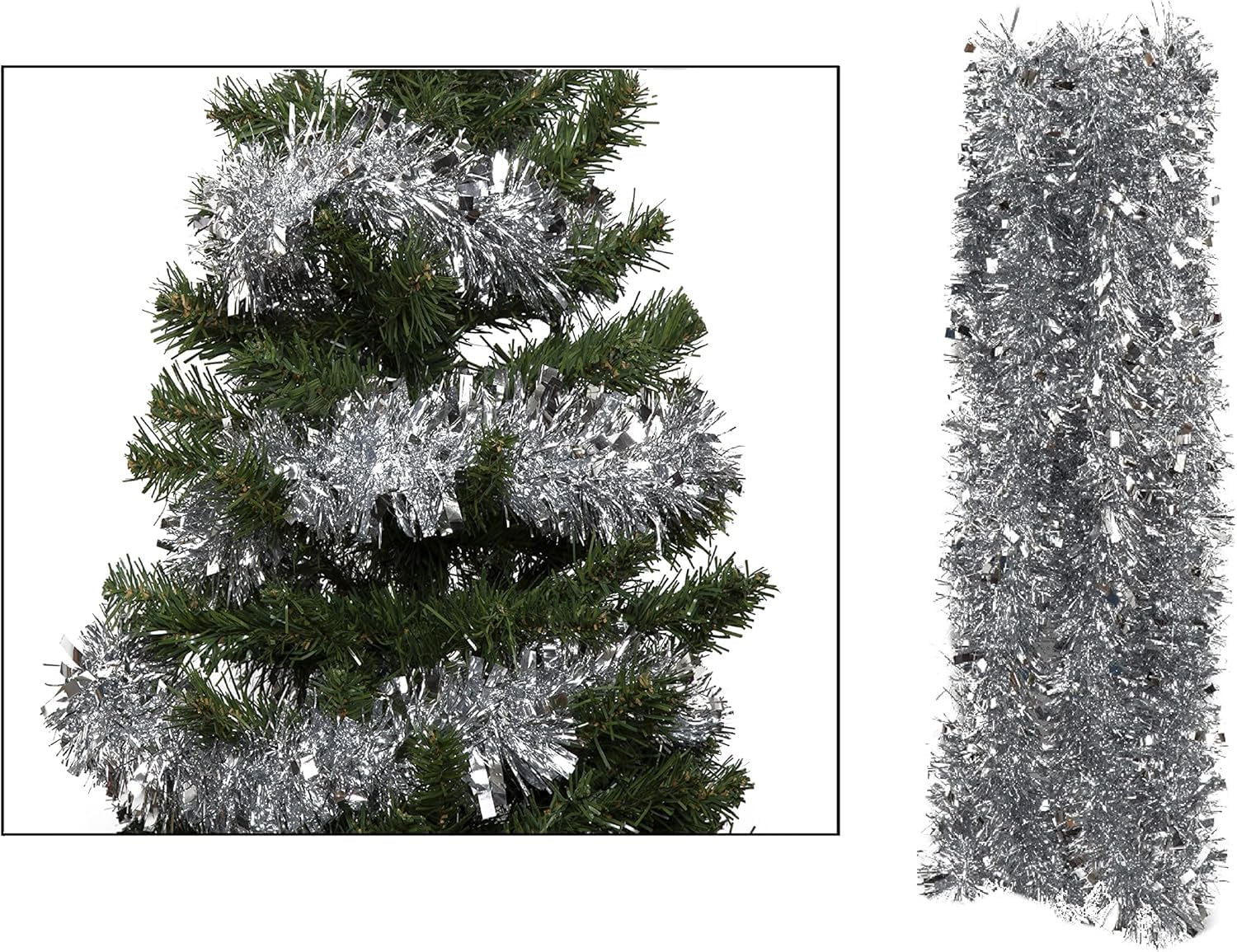 UKDeals direct ® 4m Metre Chunky/Fine Christmas Tinsel - Christmas Decoration Tinsel (Silver)