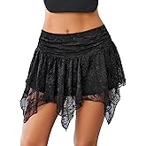 Avidlove Lace Mini Skirts for Women Flowy Skirt Boho Layered Asymmetrical Short Skirt