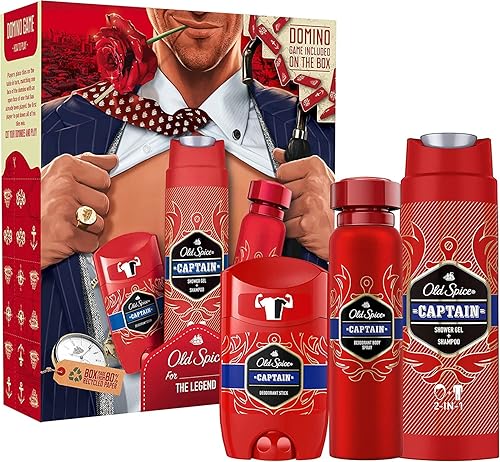 Old Spice Gentleman Gift Set For Men With Captain Deodorant Spray, Deodorant Stick And Shower Gel