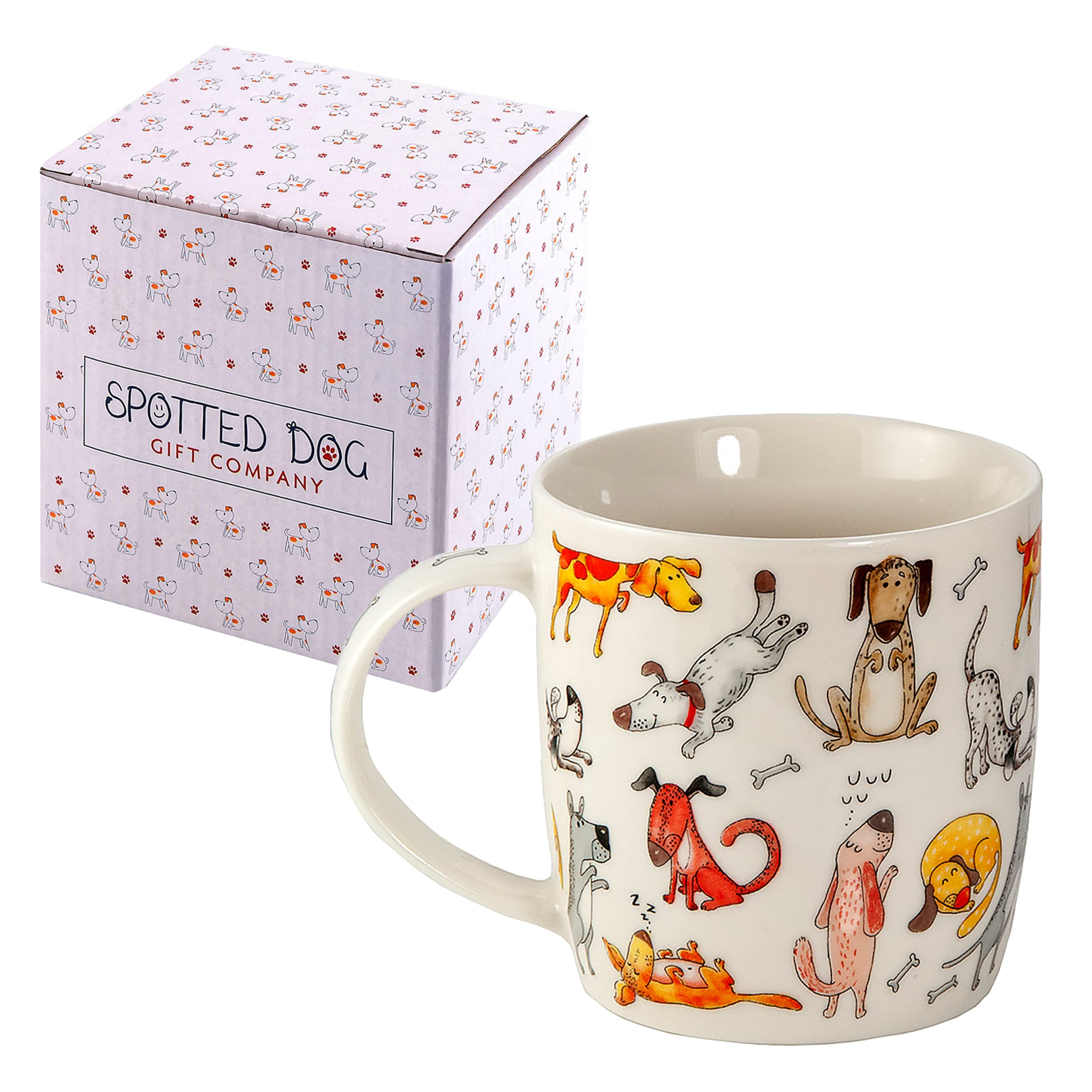 SPOTTED DOG GIFT COMPANY Dog Mug 350ml Ceramic China Coffee Mug & Tea Cup - Funny Cute Dogs Themed | Dog Lover Gifts & Presents for Women, Men & Kids