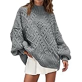 Saodimallsu Womens Oversized Sweaters Cable Knit Crew Neck Long Sleeve Pullover Sweater 2025 Fall Winter Chunky Trendy Tops