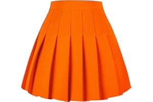 Girstunm Women's Pleated Skirt Mini Skater Basic Skirts High Waist School Girls Uniform Short Cheerleader Skirt