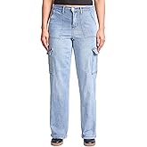 YMI Womens YMI Jeans Women's High Rise Elastic Waist Cargo Straight Leg Jeans