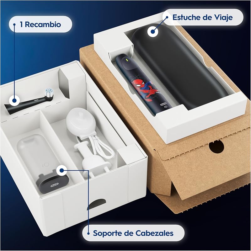iO Kids Marvel Spiderman Cepillo de Dientes Eléctrico, Niños +6 Años