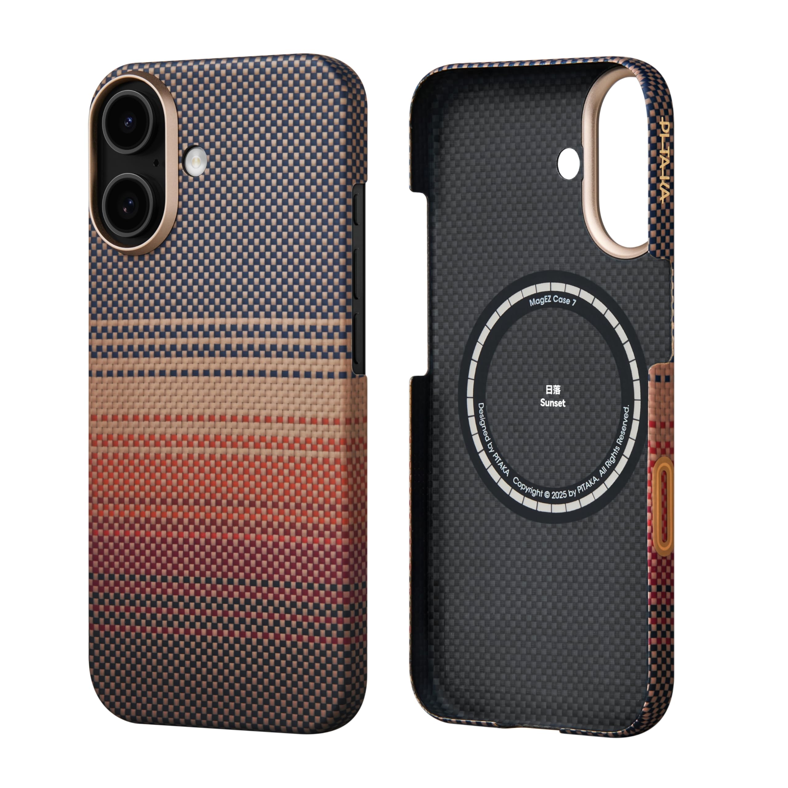 pitaka for iPhone 17 Case 6.3" with Camera Control Button, Compatible with MagSafe, Ultra-Slim Case with Caseless Touch Feeling, 1500D Aramid Fiber Woven, Sunset
