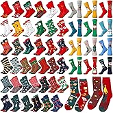 Meanplan 100 Pairs Christmas Socks Bulk Unisex Christmas Gifts Stocking Stuffer Xmas Holiday Socks for Women Men Adults Coworkers