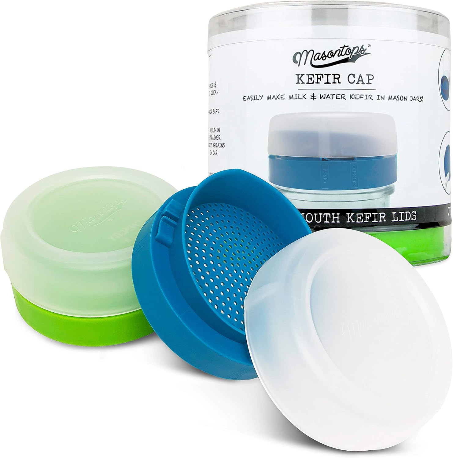 Couvercles De Fermentation Masontops Pour Kéfir - 2 Lots Pour Bocaux Mason - Kit Débutant Fermentation Maison