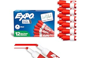 EXPO Low Odor Dry Erase Markers Chisel Tip Red 12 Count