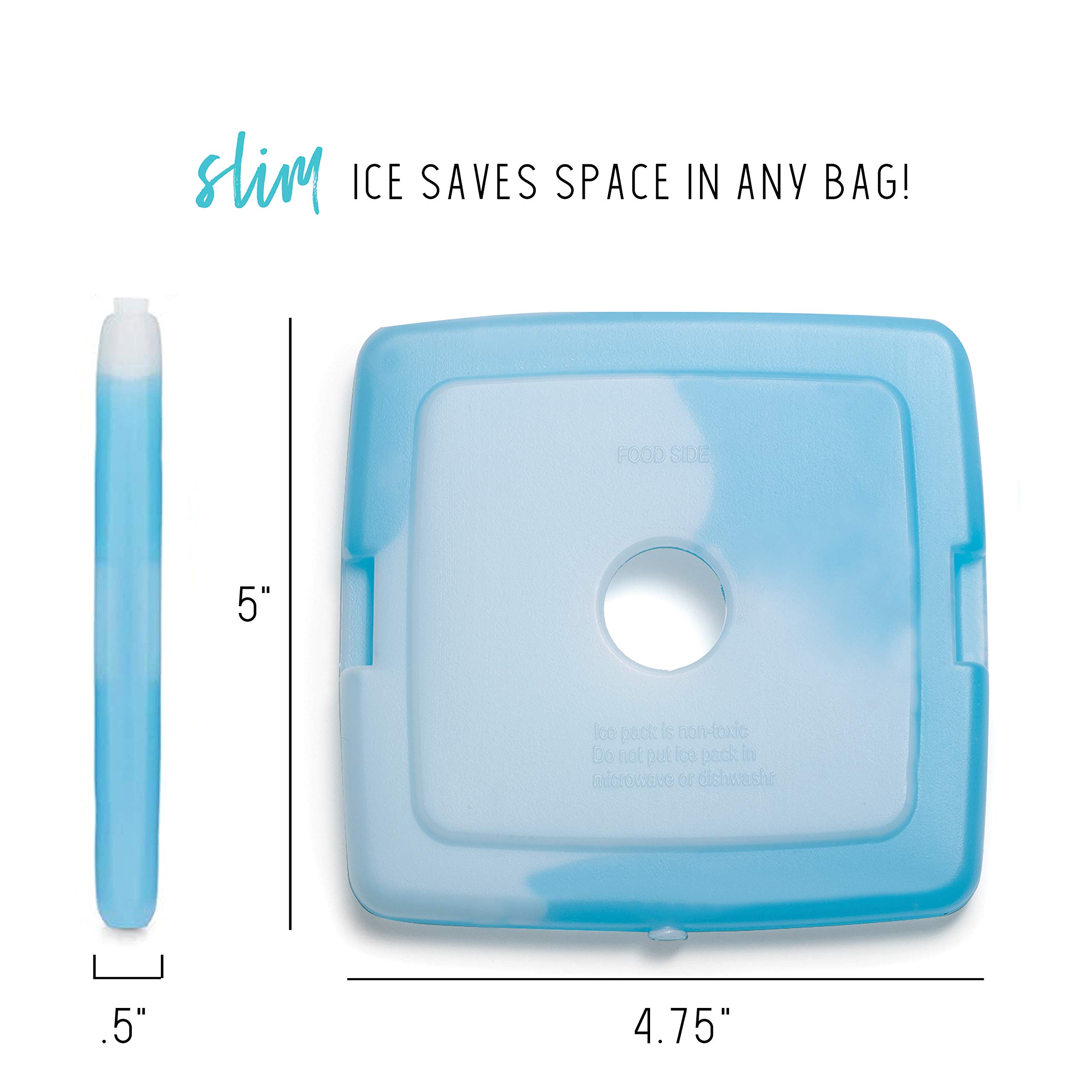 Cool Coolers by Fit + Fresh, 4 Pack Slim Ice Packs, Space Saving Reusable Ice Packs for Lunch Boxes or Coolers, Blue, Single Pack