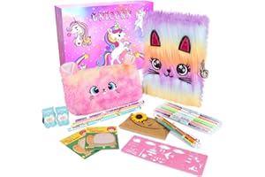 NLDOHUTO Diary for Girls with Lock and Keys, Kids Journal School Travel Gift Set for Writing and Drawing,Plush Secret Diary