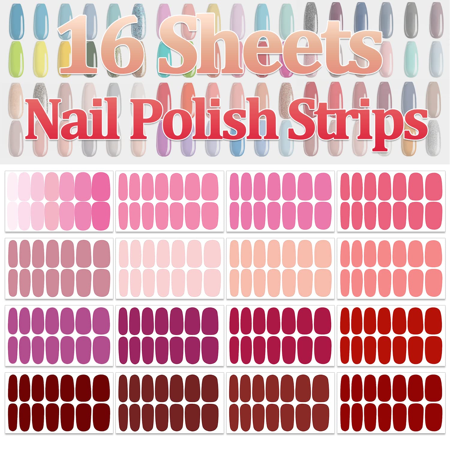 SILPECWEE 16 Sheets Nail Polish Stickers Full Nail Wraps Stick on Nail Polish Strips Self Adhesive Gel Nail Strips Fingernails Sticker Nails for Women with 1pc Nail File (Stylish Style) - Image 2
