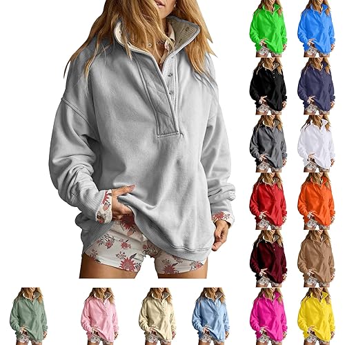 Oversized Jumpers Sweatshirts for Women UK Jumpers Lapel Half Zip Pullover Ladies Sweatshirt Long Sleeve Tops Fall Winter Hoodies Warm Tunics Womens Hoodies