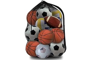 Labreccos Heavy Duty Mesh Ball Bag, Sports Equipment Storage Organizer Hold for Soccer, Basketball, Volleyball,Football, Base