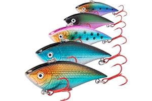 XBLACK Fishing Lures Set Minnow Crankbaits Pencil Jointed Popper VIB Lures Fishing Lures Kit 5PCS for Bass Trout in Saltwater and Freshwater, XBLACK Baits, Catch Big Fish!…