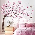 Stickers Muraux Décor Cerisier En Fleurs - DECOWALL SG4-2306 - Amovibles - Nursery Chambre Salon Fleurs Oiseaux