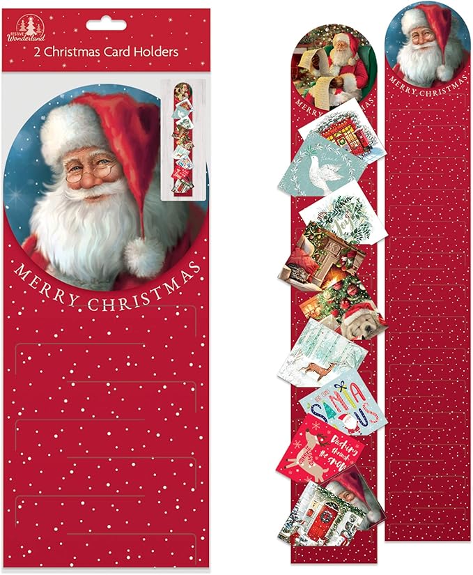 Christmas Card Holder for the Wall Pack of 2 Traditional Santa