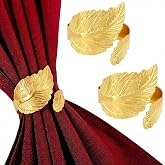 GKINIKG Gold Napkin Rings Set of 10 - Elegant Leaf Design Metal Napkin Holders for Cloth Napkins, Wedding Reception, Thanksgiving, Christmas &amp; Fall Table Decor