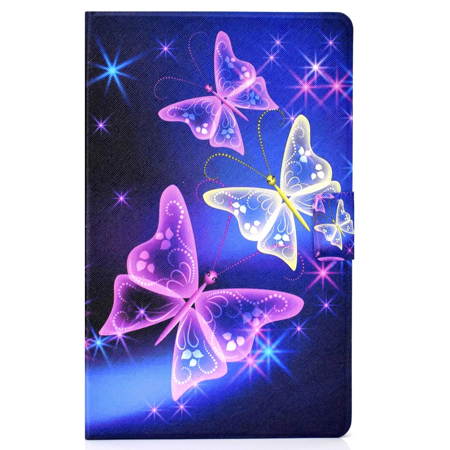 CaseFun Samsung Galaxy Tab A 10.1 Case Butterfly, Leather Folio Magnetic Slim Shell Cover with Auto Wake/Sleep, Stand, Pocket for Samsung Galaxy Tab A 10.1 SM-T580N / T585N Glitter