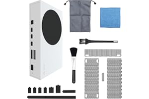 RHOTALL Dust Filter Cover Set for Xbox Series S, Silicone Dust Plugs for Host Ports, Dust Proof Accessories for Xbox S with Filter Cover, Dust Plug, 2 Brushes, Rag and Accessories Storage Bag