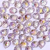 Twpribarn Crystal Beads, 50pcs Glass Beads, Assorted Crystal Beads for Jewelry Making, Shiny Teardrop Shape Jewelry Beads Glass Beads Bulk for DIY Craft Necklace Bracelet Earring(8x10mm, Purple)