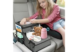WENRENER Car Seat Organizer, Backseat Car Organizer with Cup Holder Tray and Storages for Kids and Adults, Portable Travel Cooler for Car for Front or Back Seat Passenger Organizer Ccompartment (Grey)
