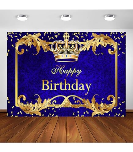 Royal Prince Birthday Party Backdrop Blue Gold Little Prince King Crown 1st First Boy's Celebration Party Photography Backgrounds Photo Shoot Decor - View #8