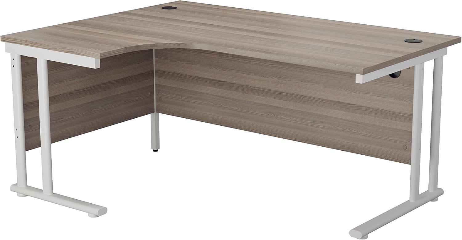 TC Office OHD0011WHGO 160 cm Hippo Heavy Duty Left Corner Crescent Cantilever Desk - Grey Oak