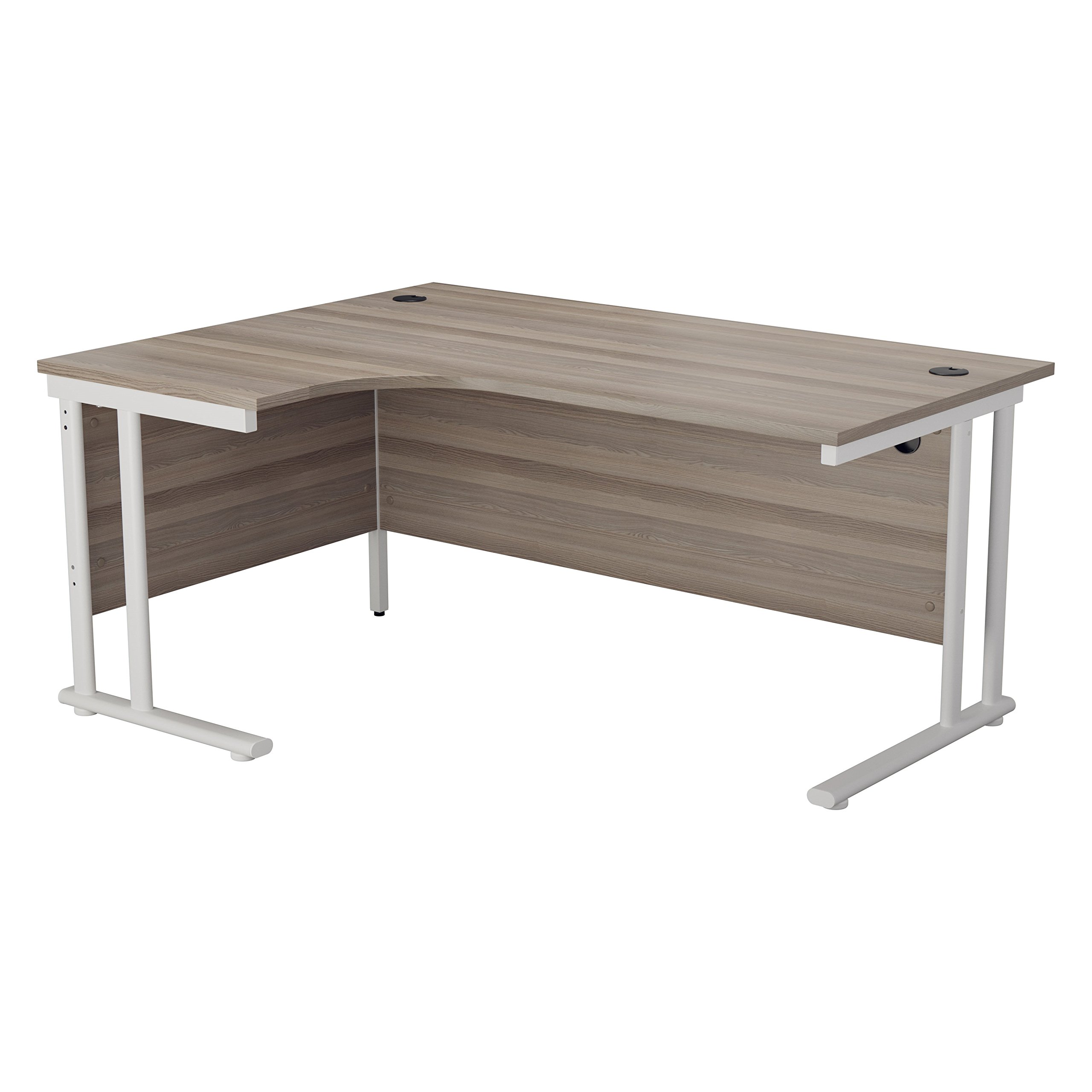 TC Office OHD0011WHGO 160 cm Hippo Heavy Duty Left Corner Crescent Cantilever Desk - Grey Oak