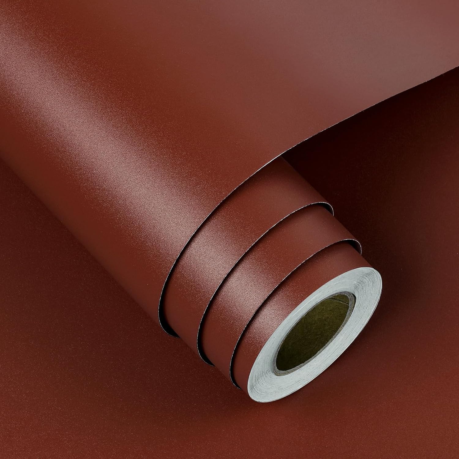 FunStick 40CMx6M Kitchen Peel and Stick Wallpaper Dark Red Wallpaper for Bedroom Wardrobes Brown Red Kitchen Worktop Vinyl Wrap Brown Bathroom Sticky Back Plastic Roll for Furniture Desks Cupboards