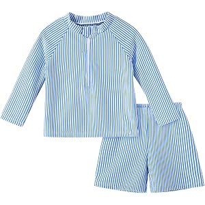Toddler Baby Boys Long Sleeve Rashguard Swimsuit 2 Piece Set Swim Shirt Trunks Bathing Suit