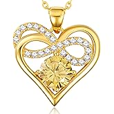 THECEROS Heart Pendant Necklace for Women, Birthstone Infinity Heart Pendant - Sterling Silver Necklace for Wife or Girlfriend, Perfect Anniversary, Birthday, or 'I Love You' Gift, Timeless Jewelry She’ll Treasure