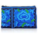Sabai Jai - Mini Floral Embroidered Coin Purse Wristlet (Blue/Blue)