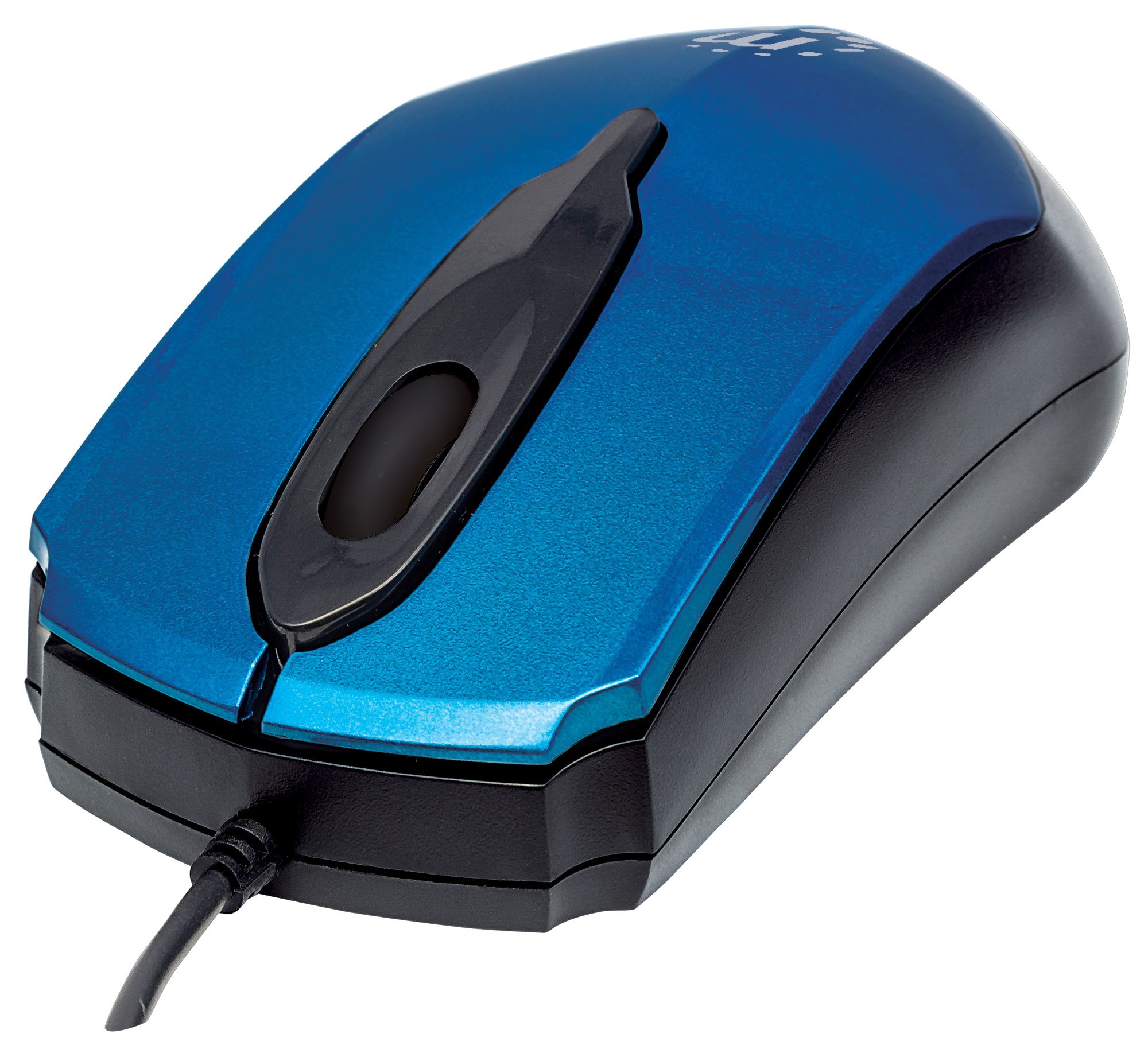 Manhattan Edge USB Wired Mouse, Blue, 1000dpi, USB-A, Optical, Compact, Three Button with Scroll Wheel, Low friction base, Blister