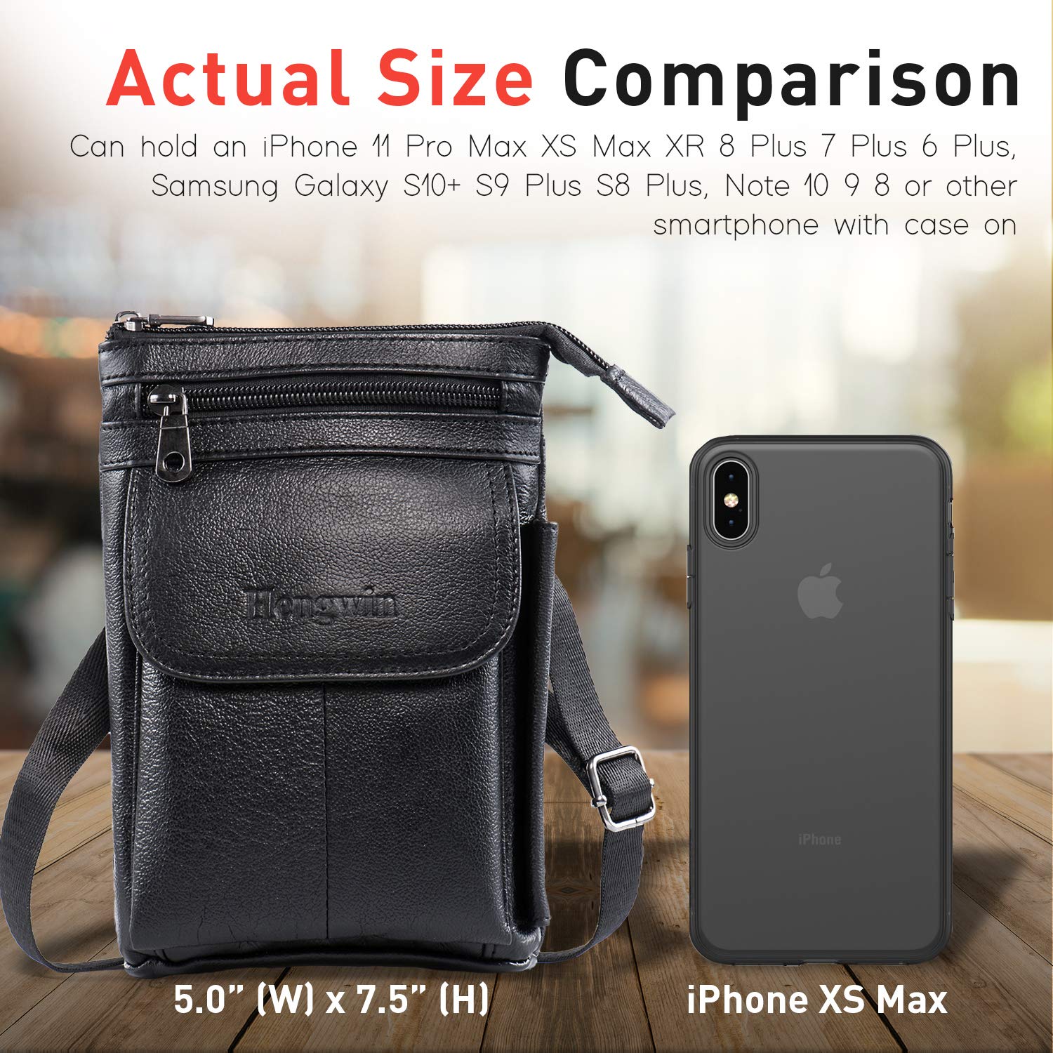 Hwin Men Travel Shoulder Bag Cell Phone Crossbody Purse iPhone 8 7 6