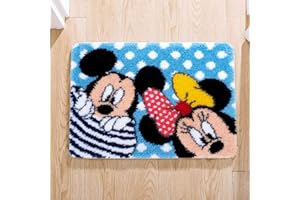 clubevy Latch Hook Rug Kits, Kids Adults Carpet Embroidery Set Beginners Cross Stitch DIY Crochet Needlework Crafts Kits with Yarns, Crochet Hook and Gift Box,Mickey 20 x15 Inches
