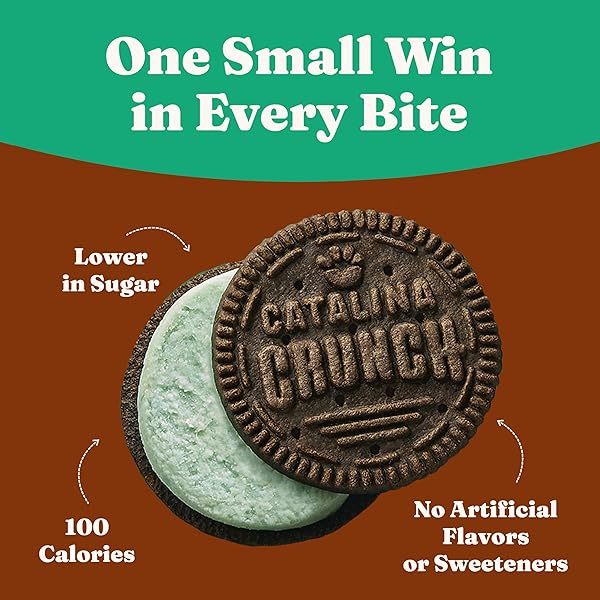 CATALINA CRUNCH PROTEIN COOKIES, 4G PROTEIN PER SERVING | LOW-SUGAR SANDWICH COOKIES | GLUTEN FREE, VEGAN | KETO DESSERT SNACKS – CHOCOLATE MINT, 5.9 OZ. (14 COUNT)