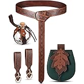 Twistover 6 Pcs Women Renaissance Accessories Leaf Belt Bag Medieval Viking Belt Potion Bottles Leather Skirt Hikes