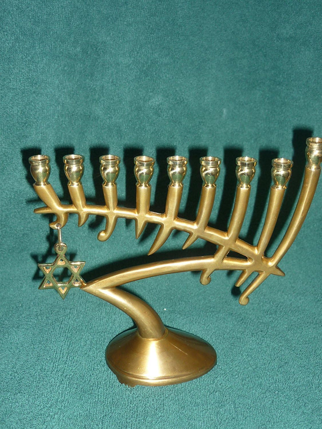 Copper Menorah with Hanging Star of David Everything Else