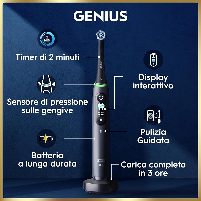 iO 9, 2 Spazzolini Elettrici, 4 Testine di Ricambio, Nero e Rosa