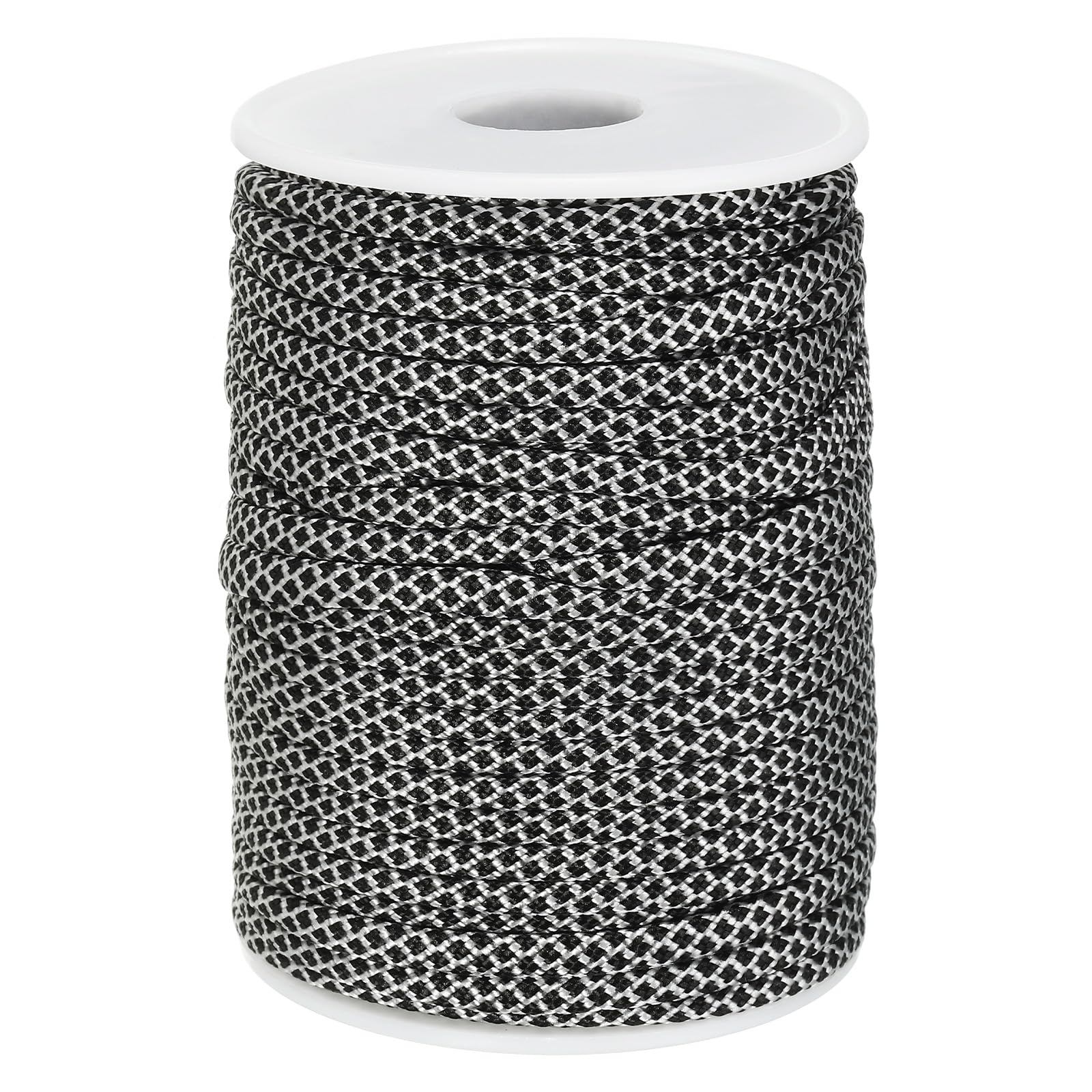 PATIKIL 100 Feet Paracord Rope 550lb, 7 Strand Parachute Cord 4mm Paracord Lanyard Spool Cord for Survival Bracelet Tent Camping, Hiking, DIY Projects, Black White