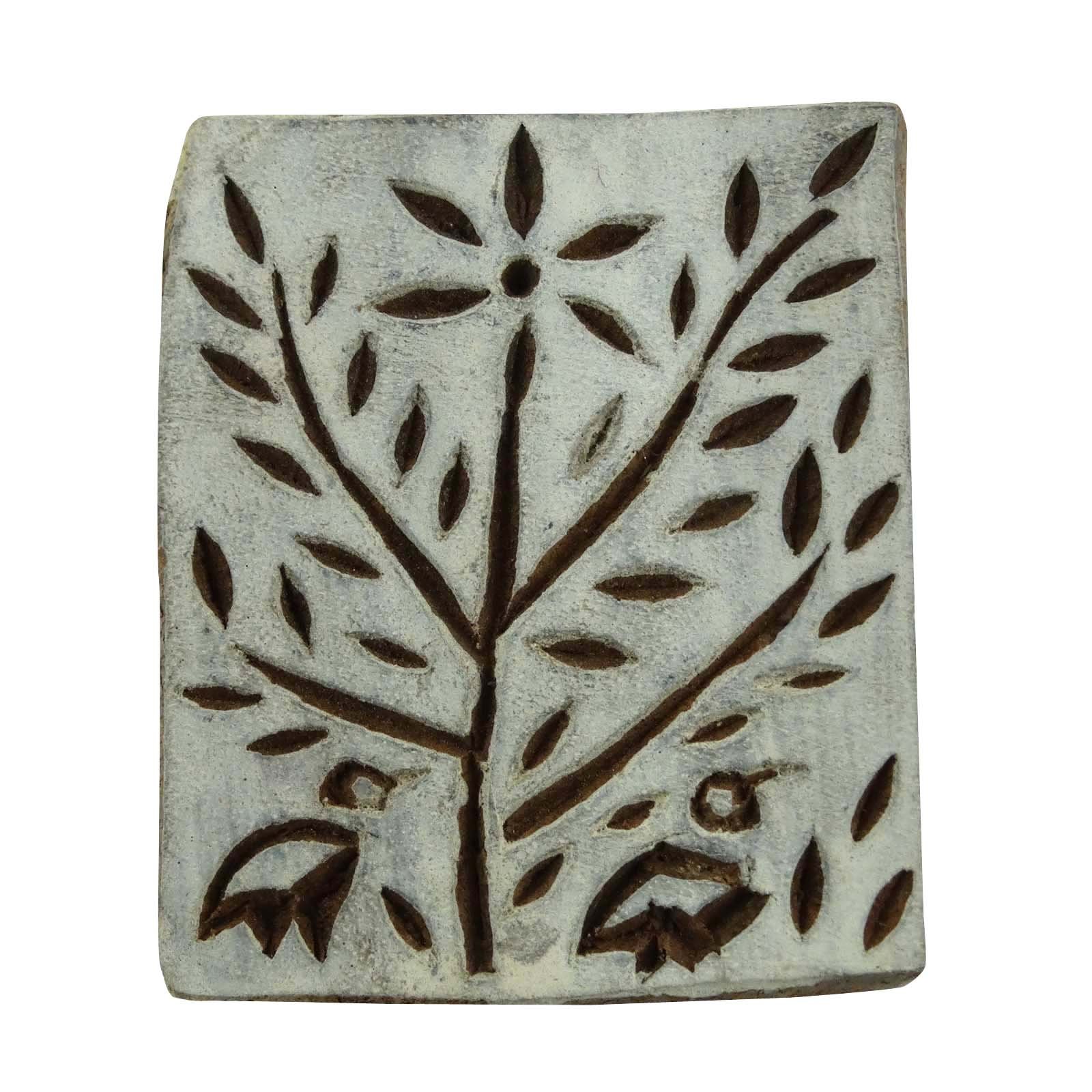 Knitwit Wood Printing Block Indian Wooden Brown Textile Stamps Decorative Hand Carved