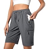 Hugut Women's Lightweight Hiking Cargo Shorts Quick Dry Athletic Shorts Camping Travel Golf Zipper Pockets Water Resistant