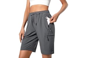 HUGUT Women's Lightweight Hiking Cargo Shorts Quick Dry Athletic Shorts for Camping Travel Golf with Zipper Pockets Water Resistant