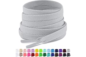 Puzeam Upgrade Tight Weave Flat Shoelaces 28 Colors 5/16" Wide Shoe Laces for Sneakers - 2Pairs