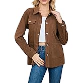 EZAPINE Women Corduroy Shirt 2025 Long Sleeve Button Down Shirts Corduroy Jacket with Pockets